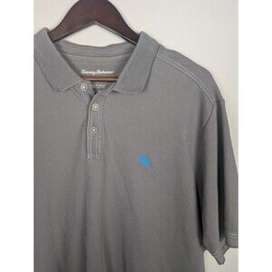 TOMMY BAHAMA Men's Islandzone Supima Cotton Polo Shirt XL Gray Dolphin Preppy